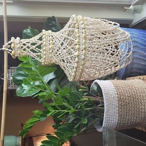 Vintage Cowrie Shell Chandelier Hanging Fixture